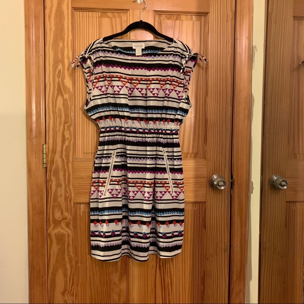 XL geometric print dress with pockets